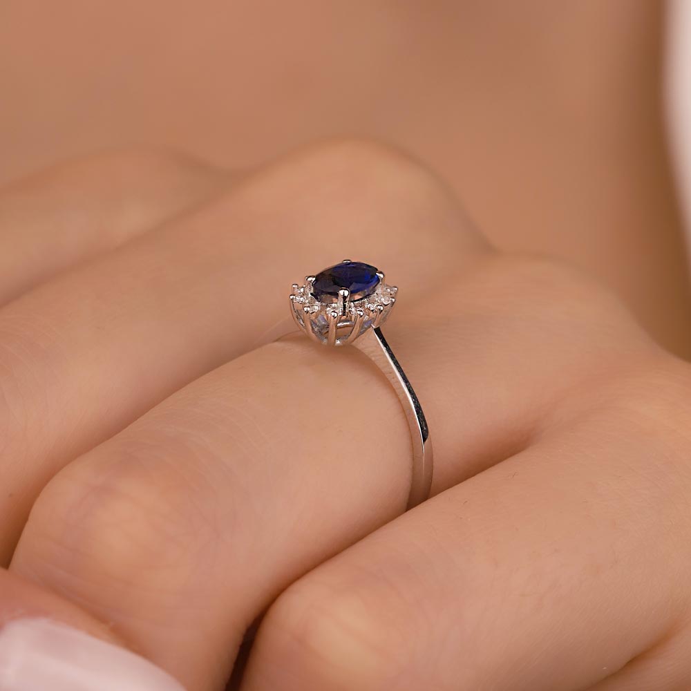 0,42 Karat Laboratuvar Pırlanta Safir  Yüzük - FP03889
