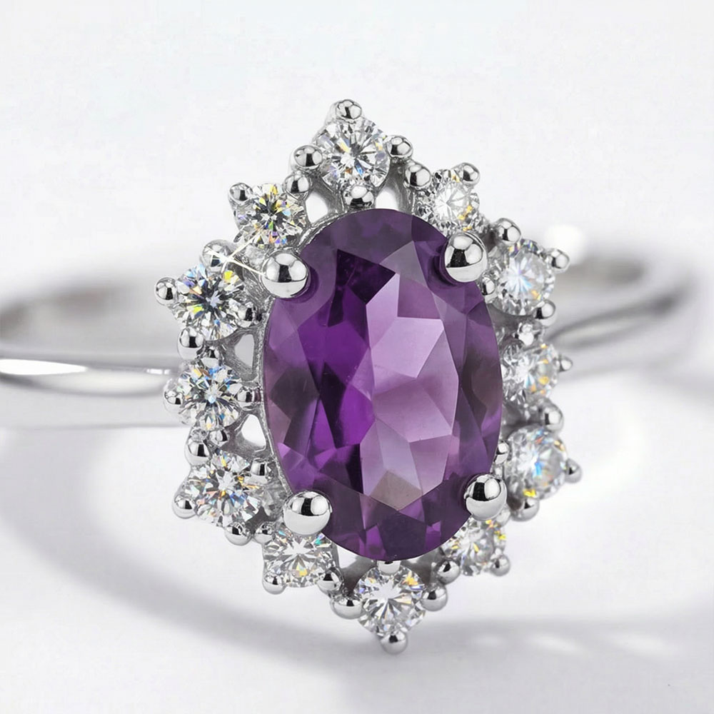 0,43 Karat Pırlanta ve Ametist Mirage Vintage Tasarım Yüzük - FP07655