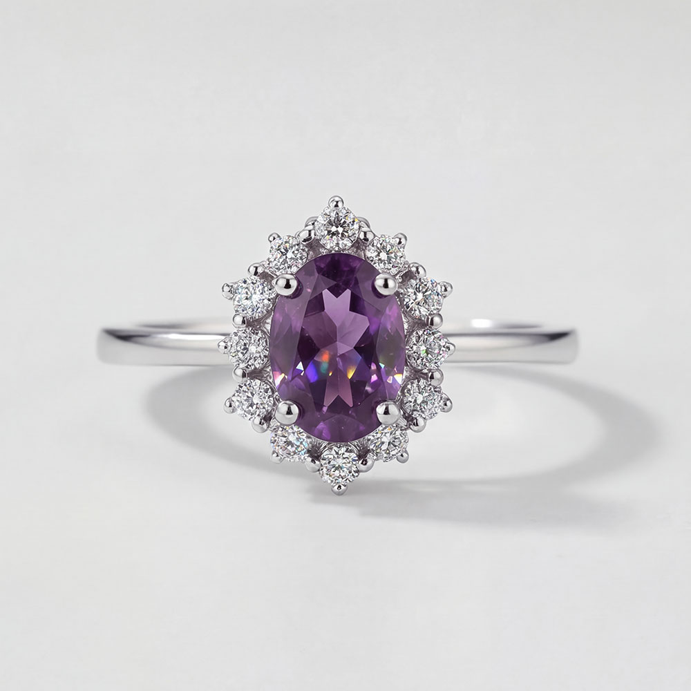 0.43 Karat ve Ametist Mirage Vintage Tasarım Pırlanta Yüzük - FP07655