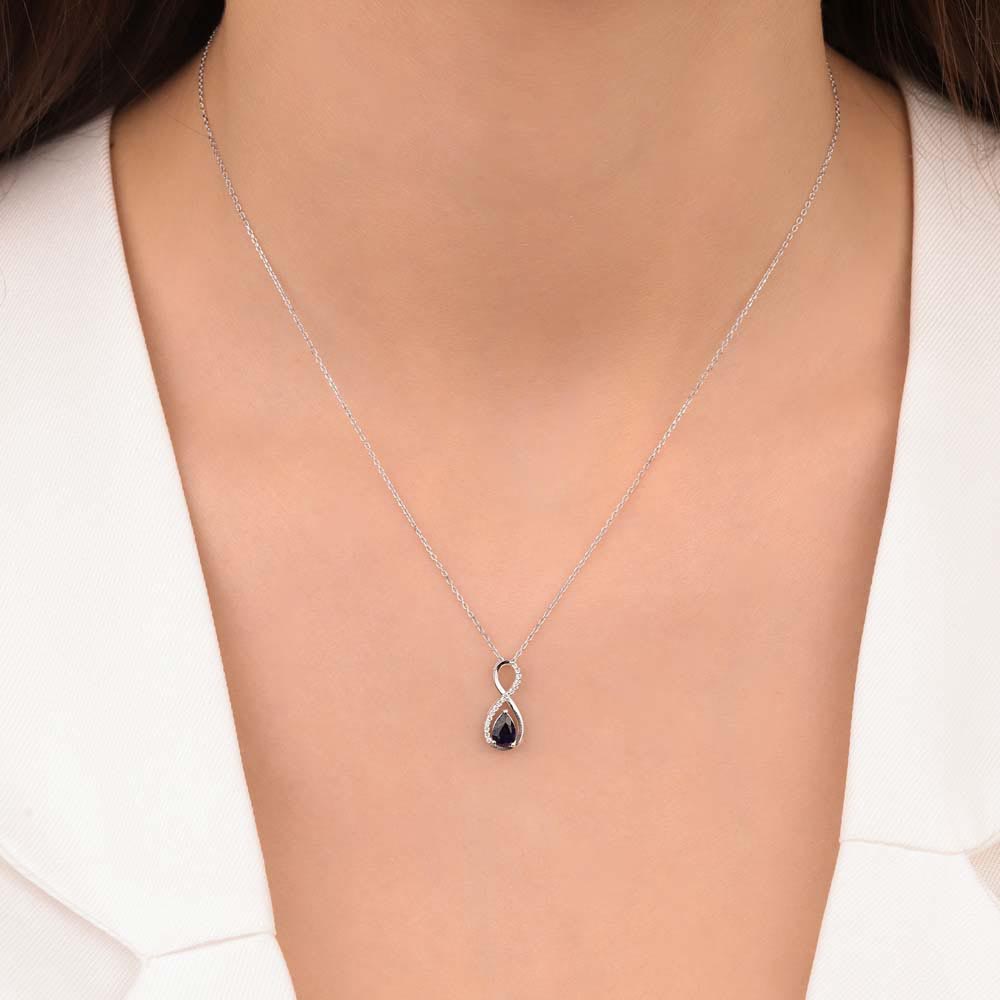 Safir Kolyeler 0.44 Karat Sonsuzluk Damla Safir Kolye
