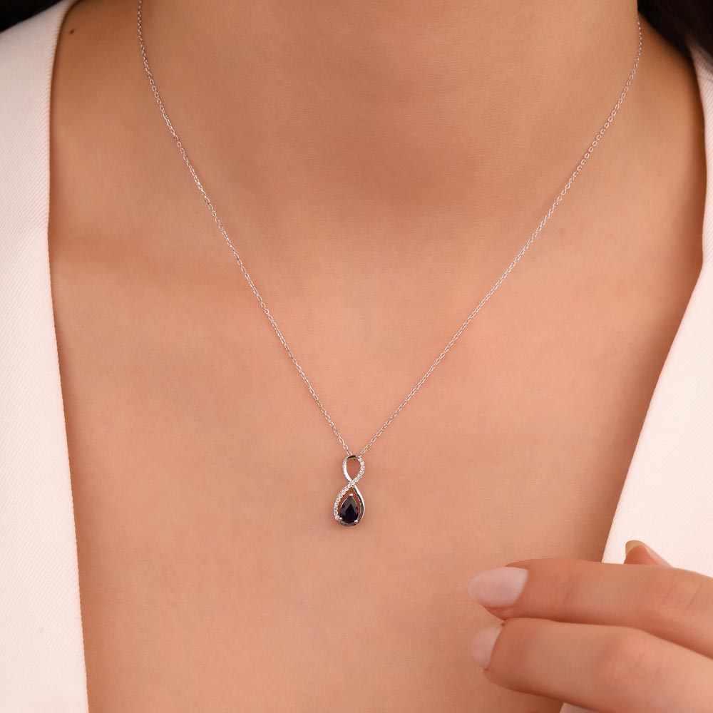 Safir Kolyeler 0.44 Karat Sonsuzluk Damla Safir Kolye