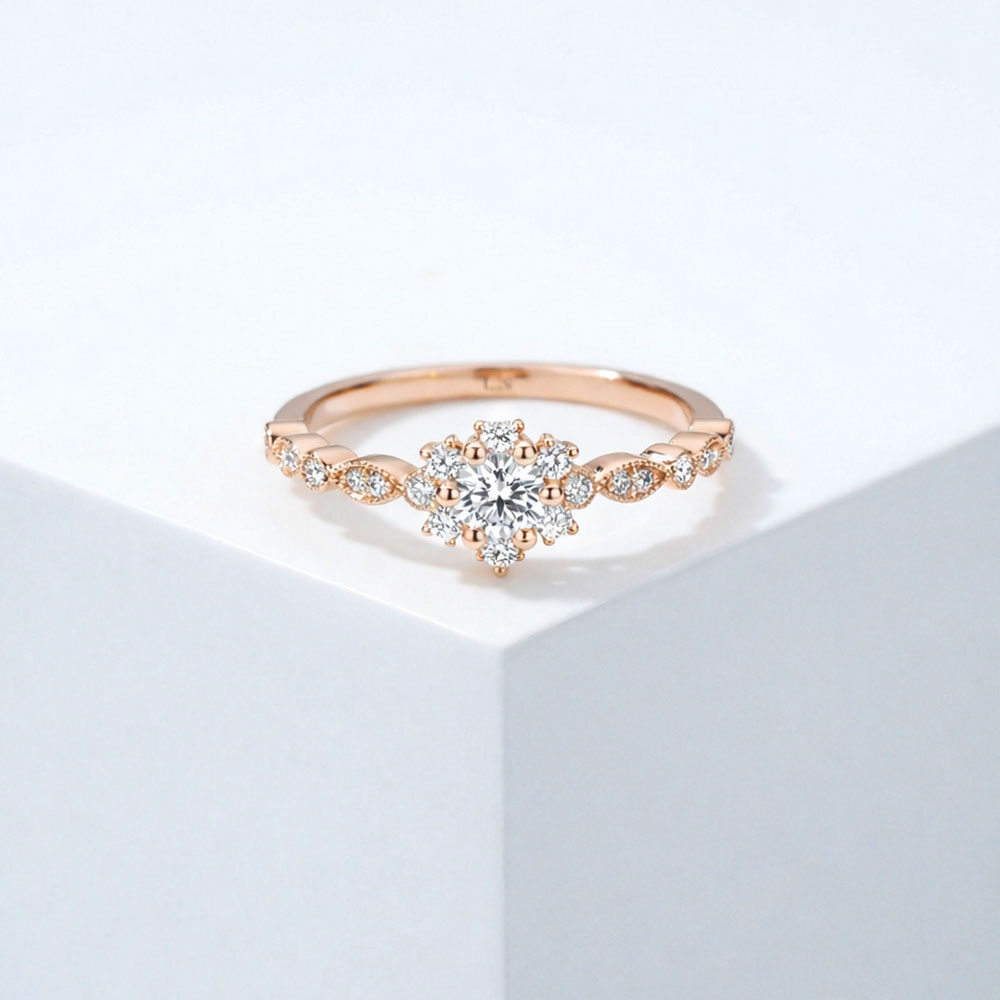 0.45 Karat Oval Lotus Vintage Pırlanta Yüzük - FP14408