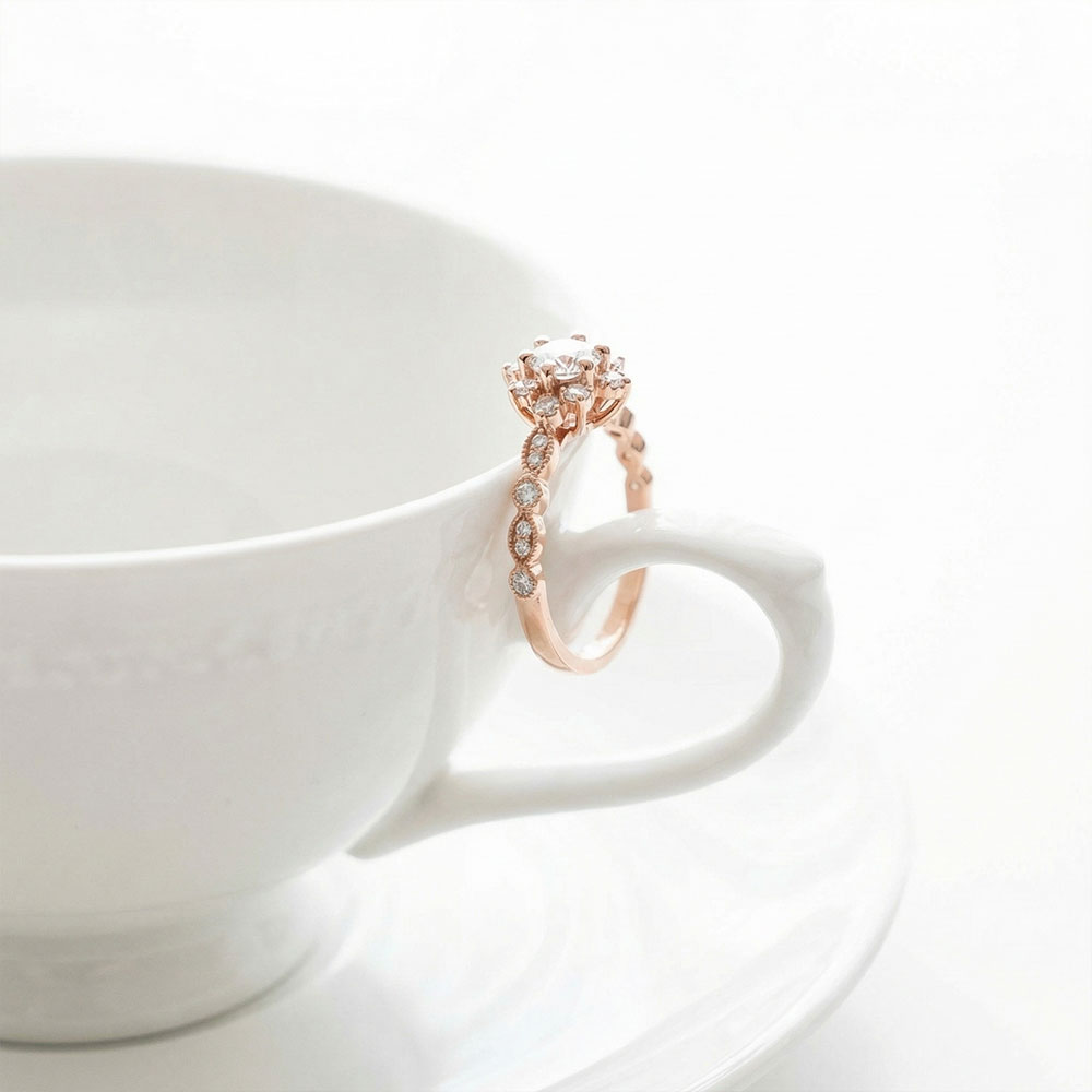 0.45 Karat Oval Lotus Vintage Pırlanta Yüzük - FP14408