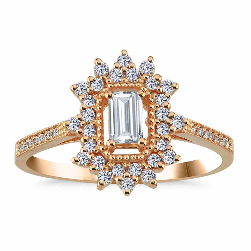 0.47 Karat Baget Pırlanta Vintage Baget Yüzük - FP05370