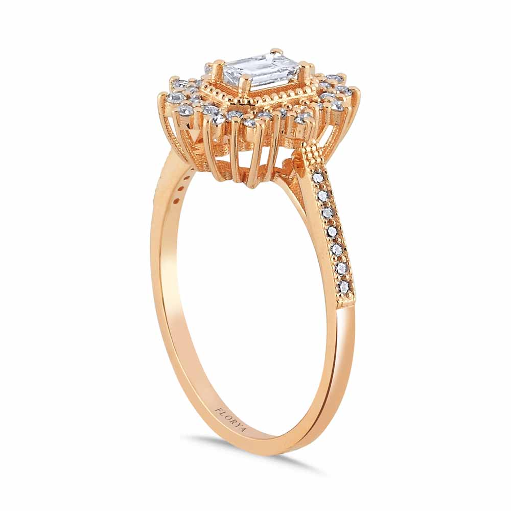 0.47 Karat Baget Pırlanta Vintage Baget Yüzük - FP05370