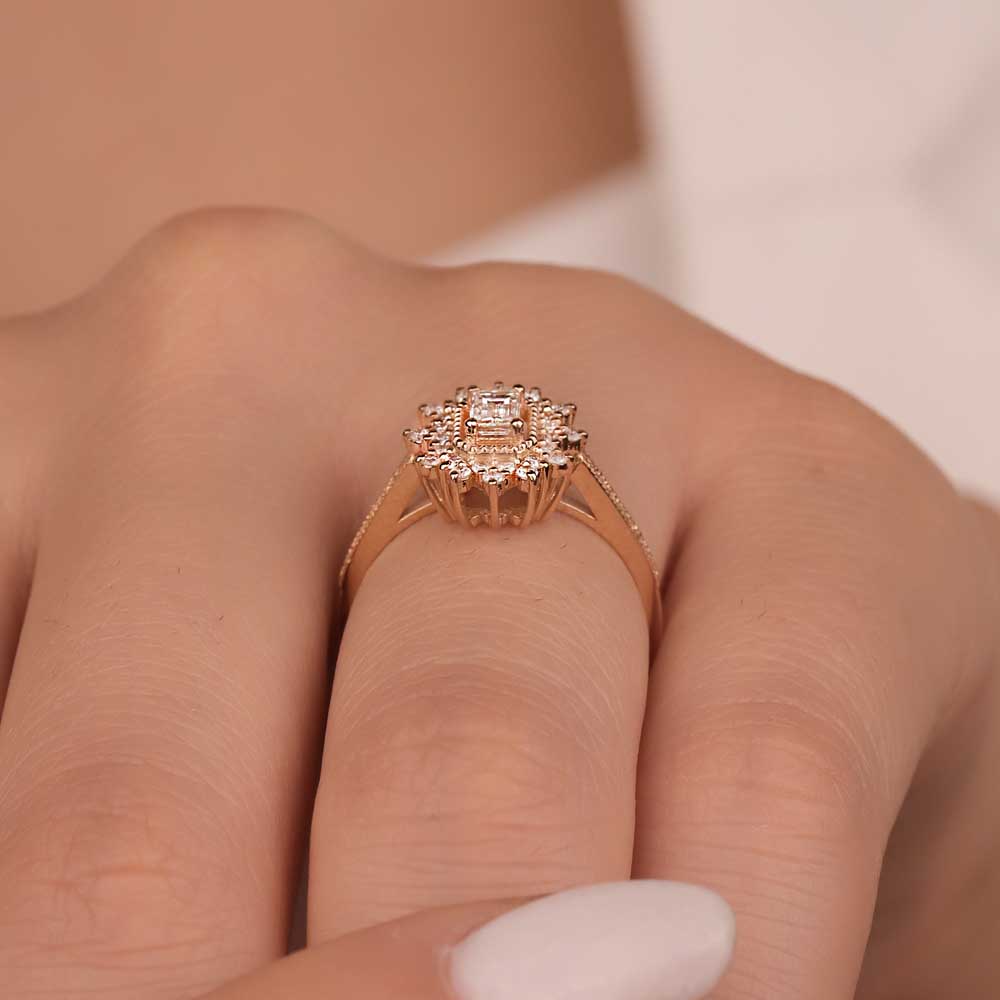 0.47 Karat Baget Pırlanta Vintage Baget Yüzük - FP05370