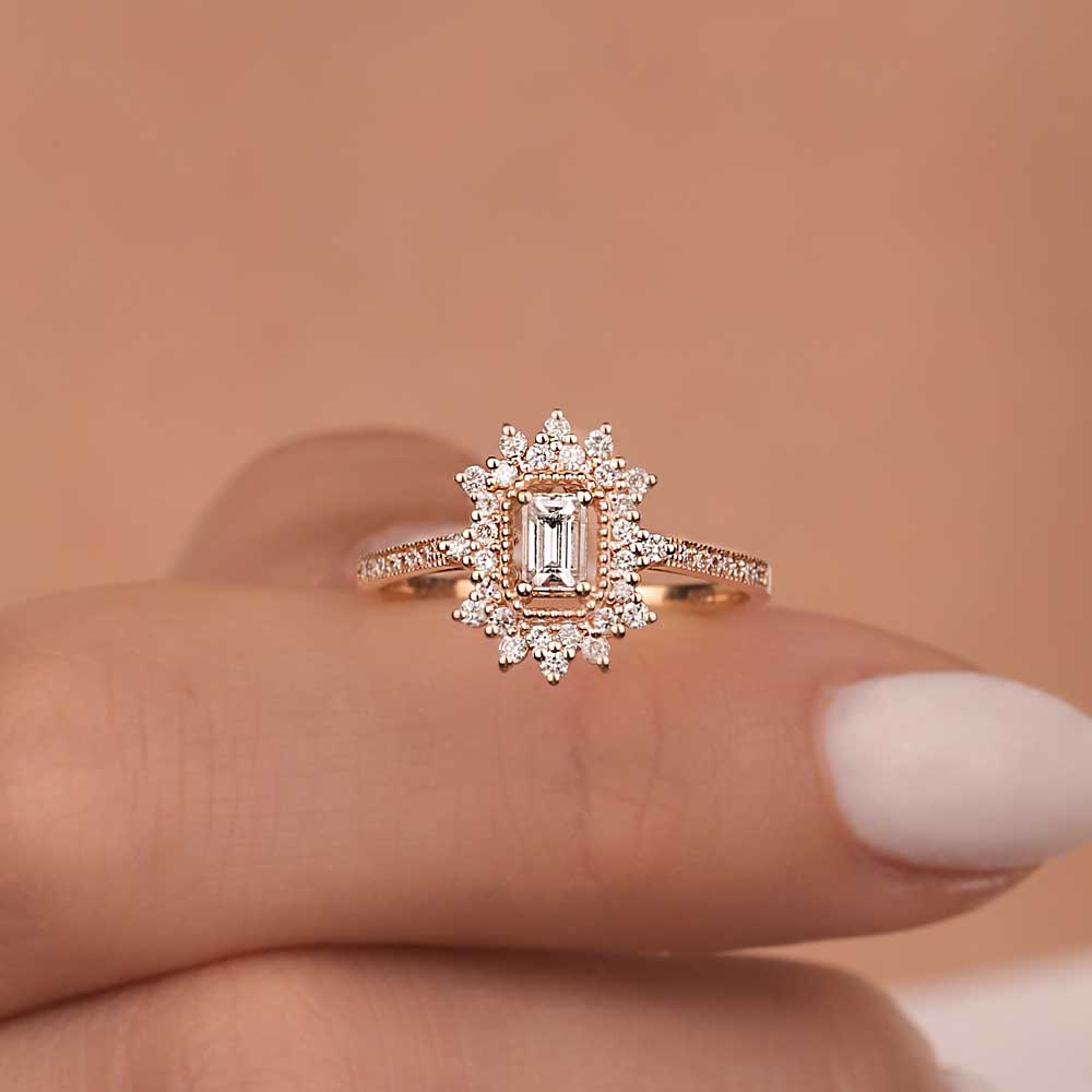 0.47 Karat Baget Pırlanta Vintage Baget Yüzük - FP05370