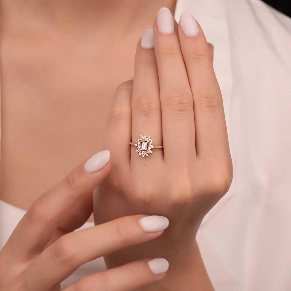 0.47 Karat Baget Pırlanta Vintage Baget Yüzük - FP05370