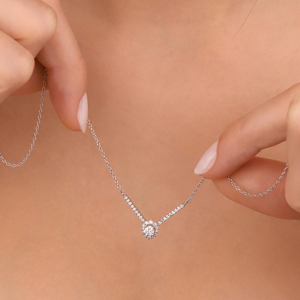 0,47 Karat Lab Pırlanta Özel Tasarım Halo Tektaş Kolye
