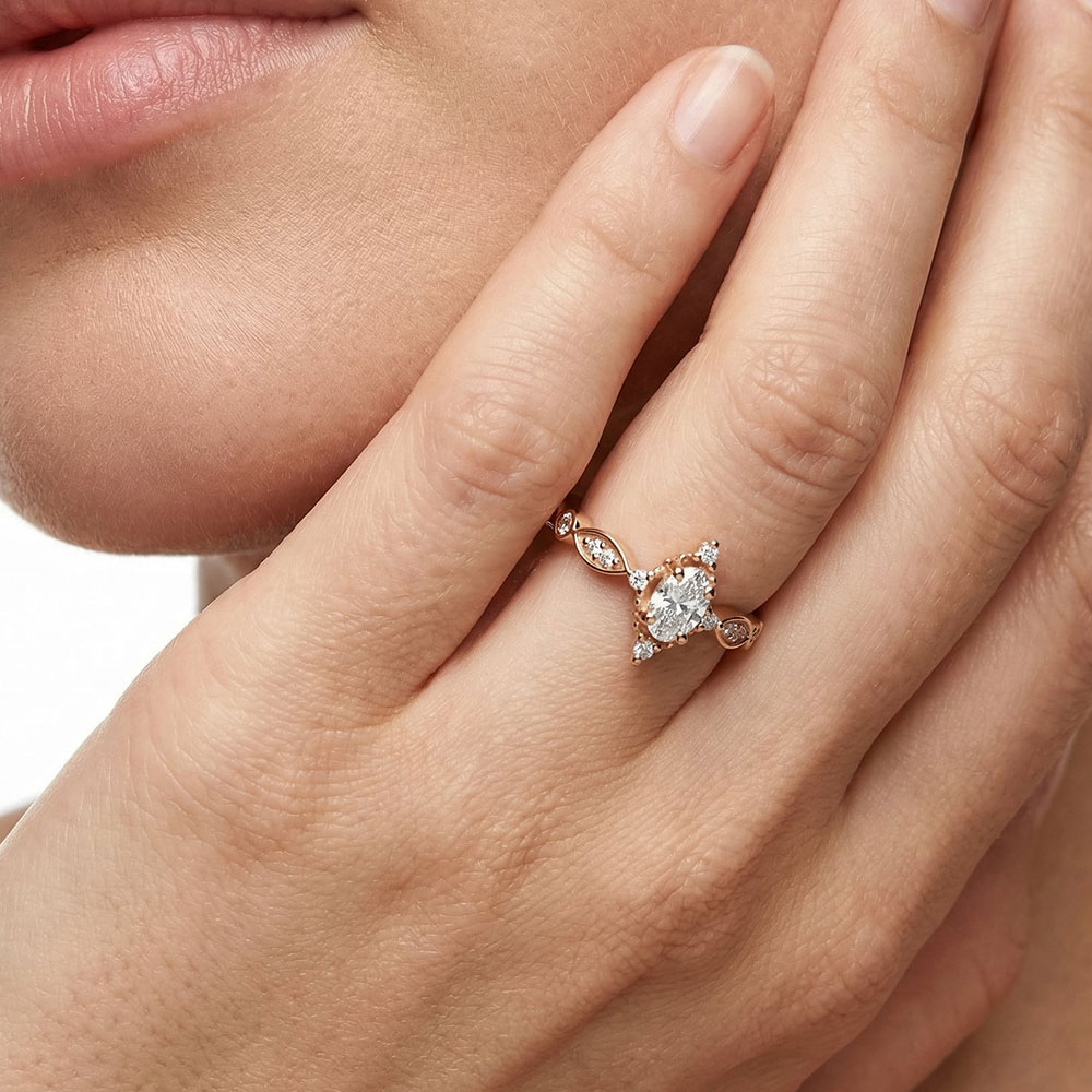 0.49 Karat Oval Orbit Tasarım Vintage Pırlanta Yüzük - FP08290