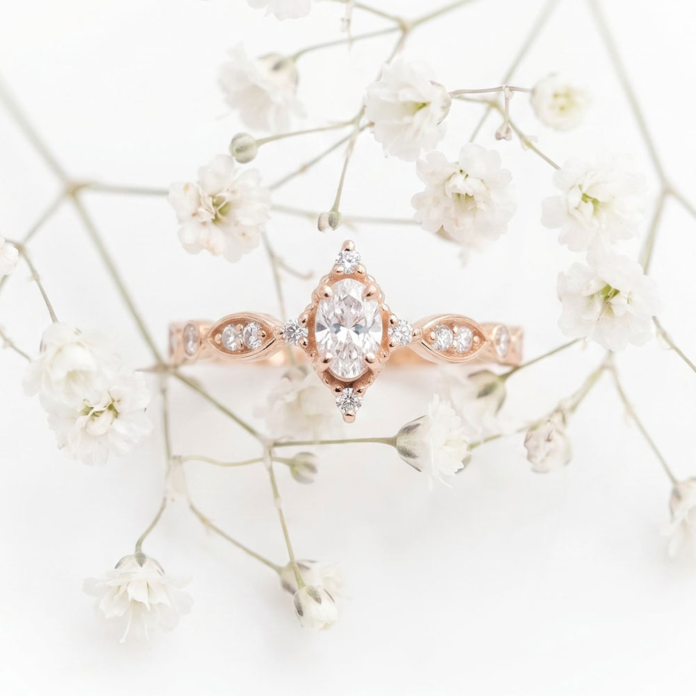 0.49 Karat Oval Orbit Tasarım Vintage Pırlanta Yüzük - FP08290