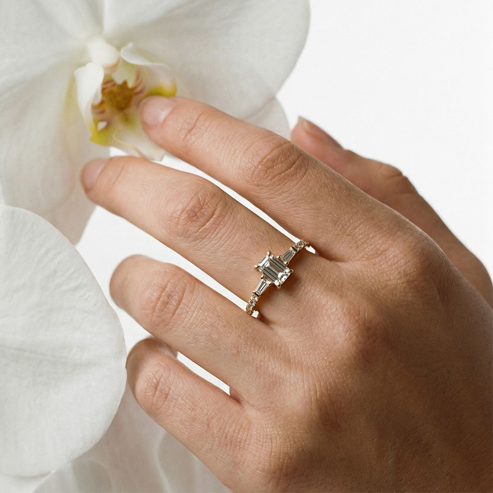 0,50 Karat Baget Taşlı Vintage Pırlanta Yüzük - FP10467