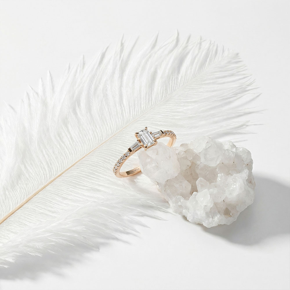 0,50 Karat Baget Taşlı Vintage Pırlanta Yüzük - FP10467