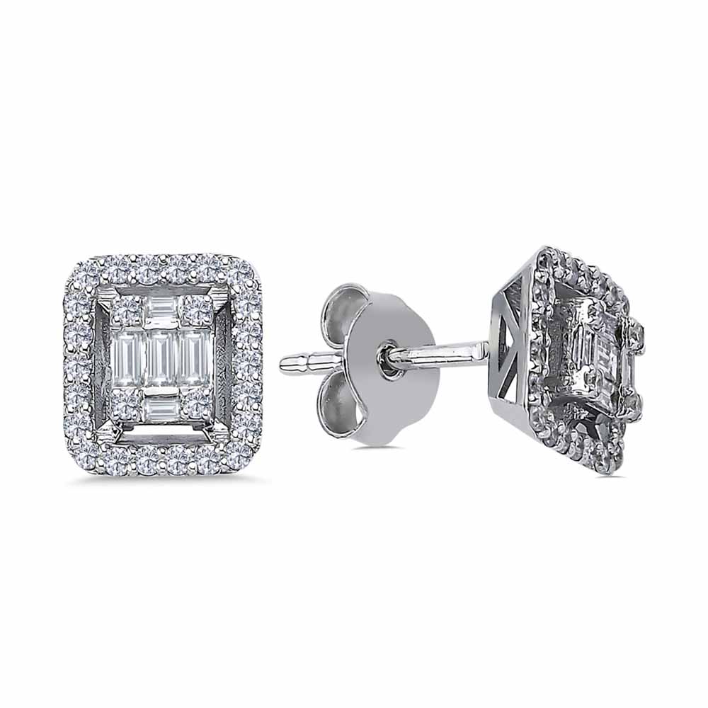 0,50 Karat Laboratuvar Pırlanta Baget Küpe - FP03069
