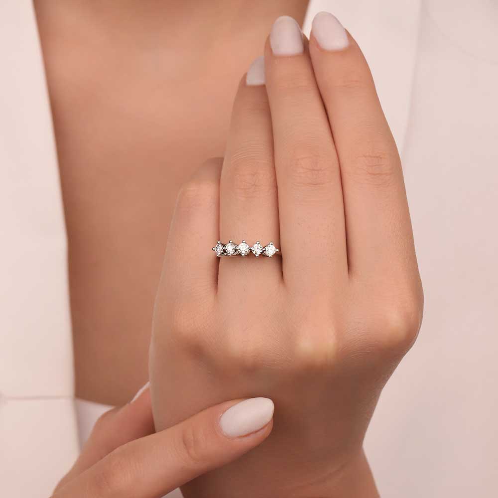 0,50 Karat Laboratuvar Pırlanta Beştaş Yüzük - FP05960