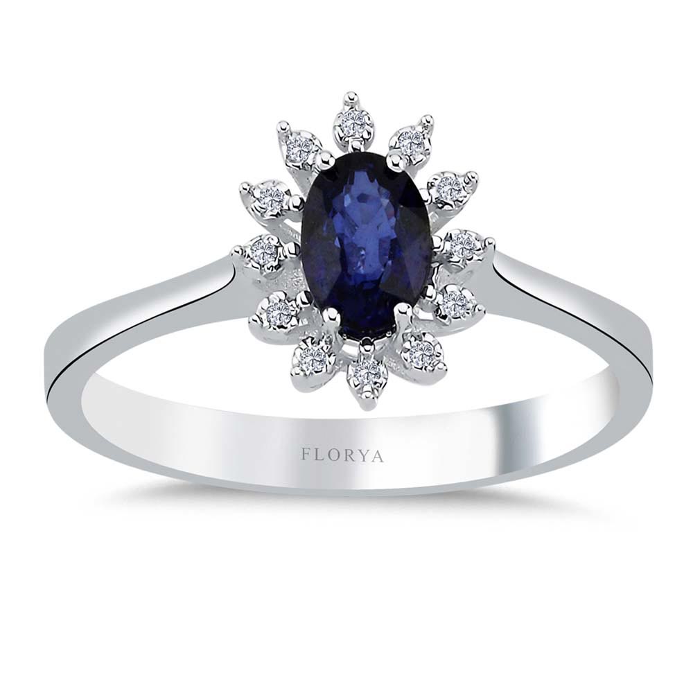 Safir Yüzükler 0,50 Karat Laboratuvar Pırlanta Oval Royale Safir Yüzük - FP10787