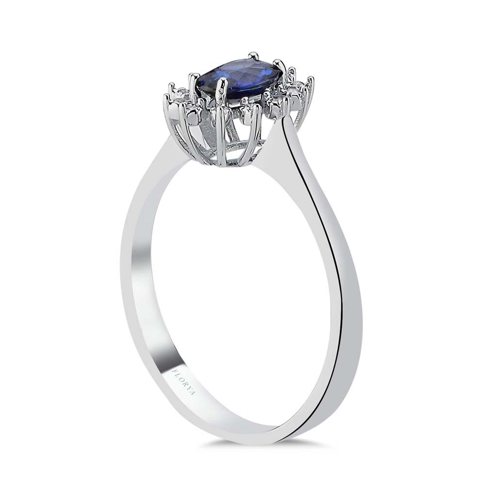 Safir Yüzükler 0,50 Karat Laboratuvar Pırlanta Oval Royale Safir Yüzük - FP10787