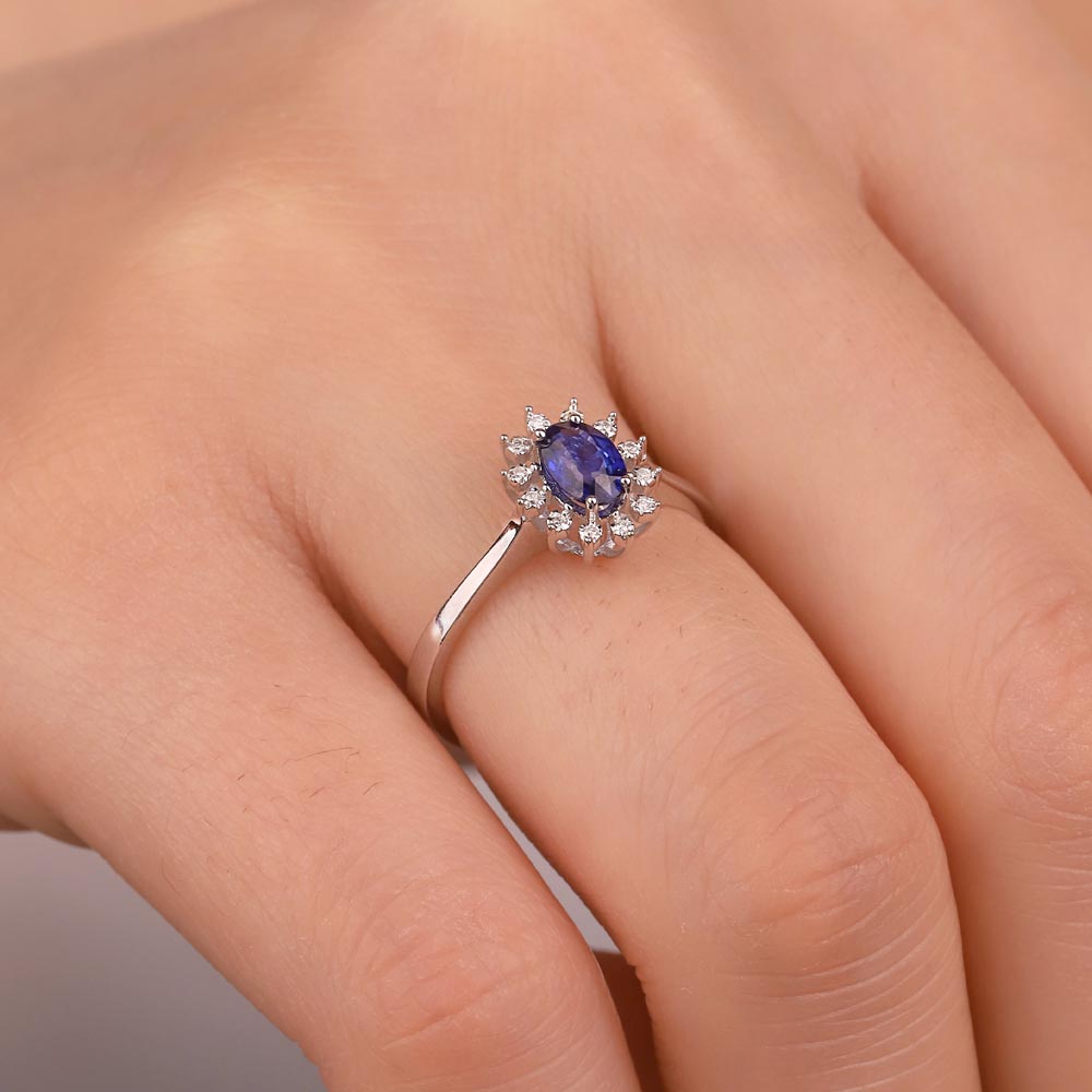 Safir Yüzükler 0,50 Karat Laboratuvar Pırlanta Oval Royale Safir Yüzük - FP10787