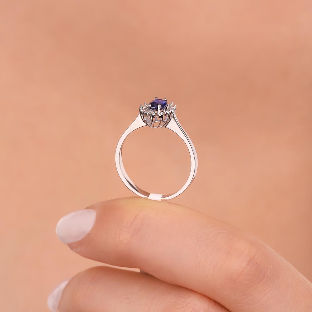 Safir Yüzükler 0,50 Karat Laboratuvar Pırlanta Oval Royale Safir Yüzük - FP10787