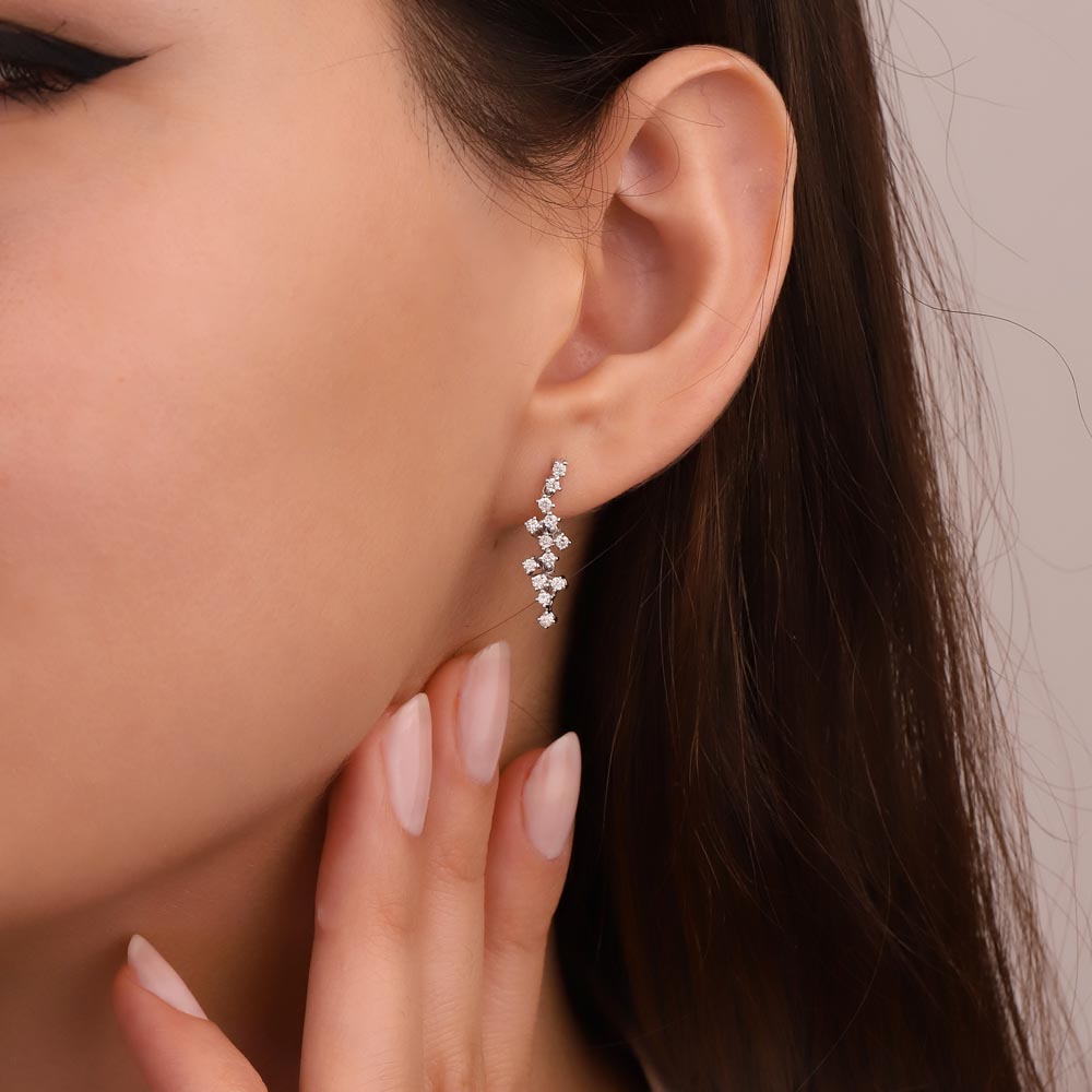 0,50 Karat Laboratuvar Pırlanta Taşlı Set Küpe - FP03792