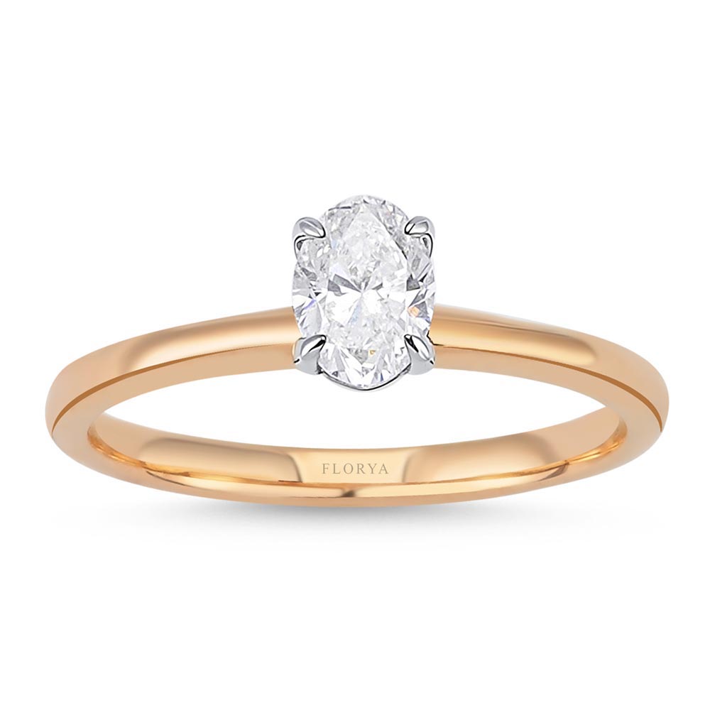 0,50 Karat Lab Pırlanta Tiffany Oval Tektaş Yüzük