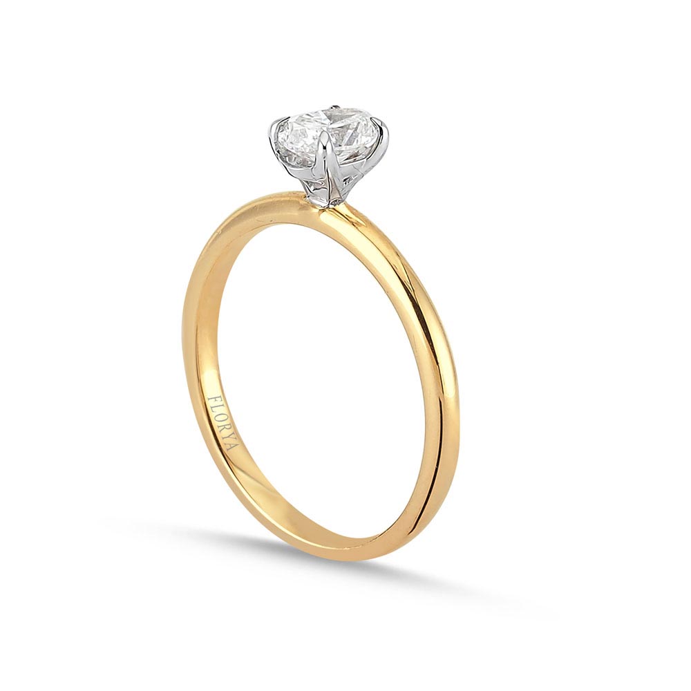 0,50 Karat Lab Pırlanta Tiffany Oval Tektaş Yüzük