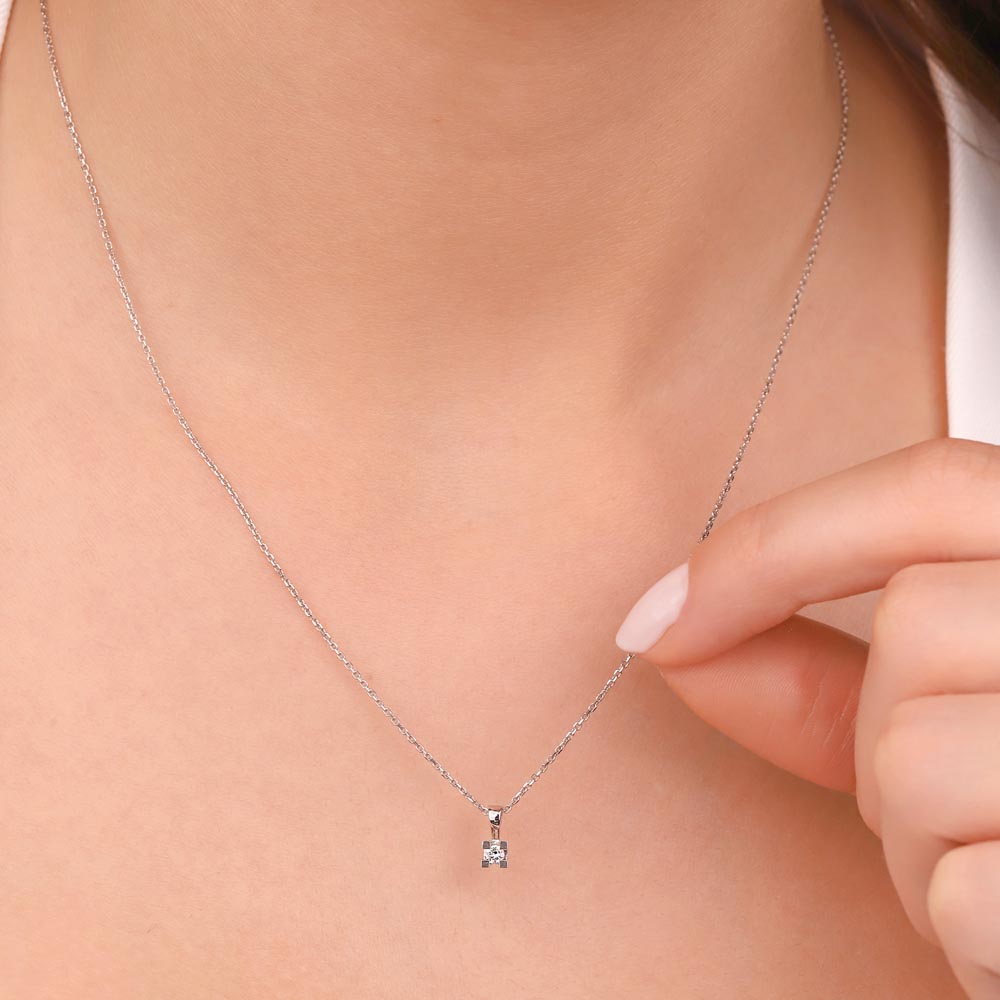 0,50 Karat Laboratuvar Pırlantalı Tektaş Özel Tasarım Kolye - FP04194