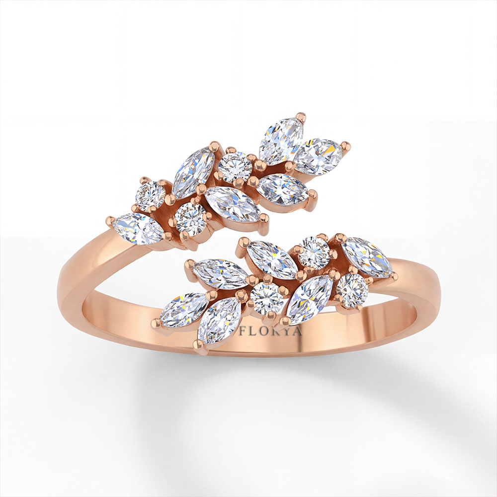 0,51 Karat Markiz Kesim Çiçek Dalı Tasarım Pırlanta Yüzük - FP06811