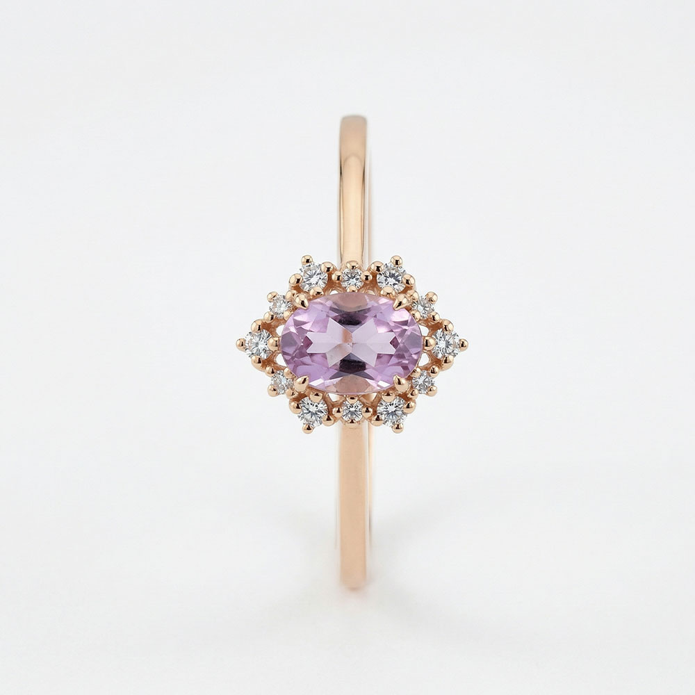 0.52 Karat Ametist Vintage Pırlanta Yüzük - FP12153