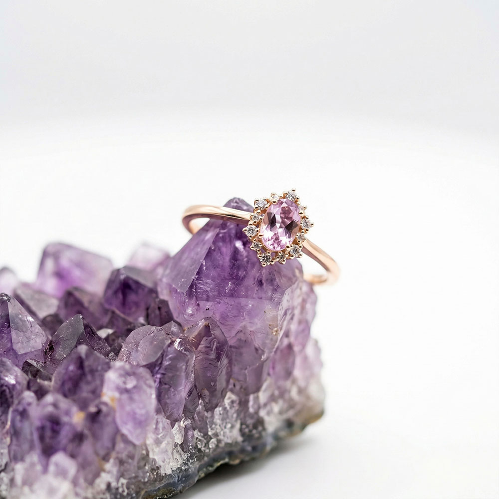 0.52 Karat Ametist Vintage Pırlanta Yüzük - FP12153