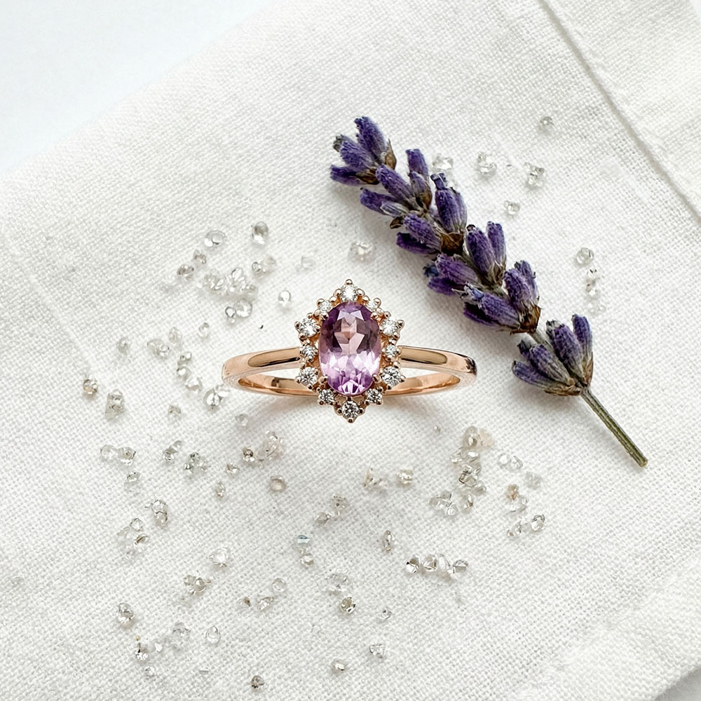 0.52 Karat Pırlanta Vintage Ametist Yüzük - FP12153