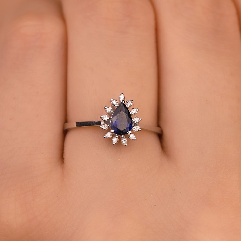0,55 Karat Laboratuvar Pırlanta Safir  Yüzük - FP03887