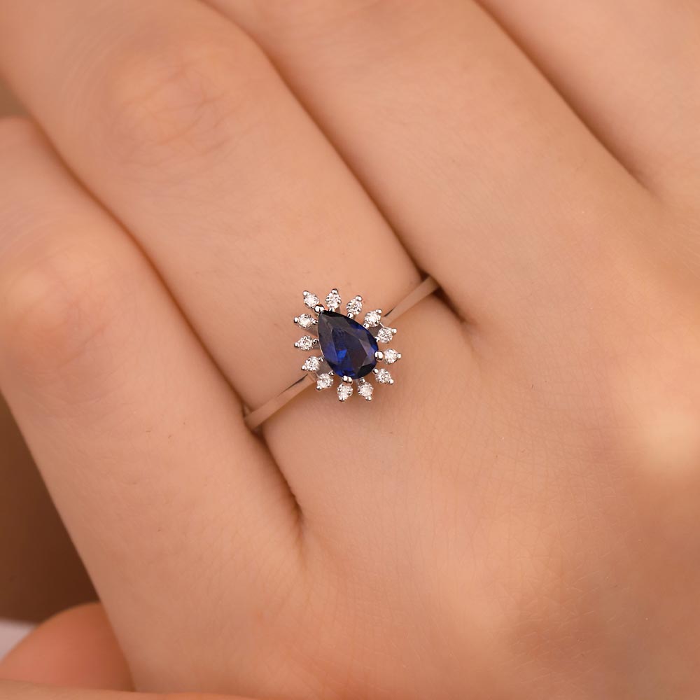 0,55 Karat Laboratuvar Pırlanta Safir  Yüzük - FP03887