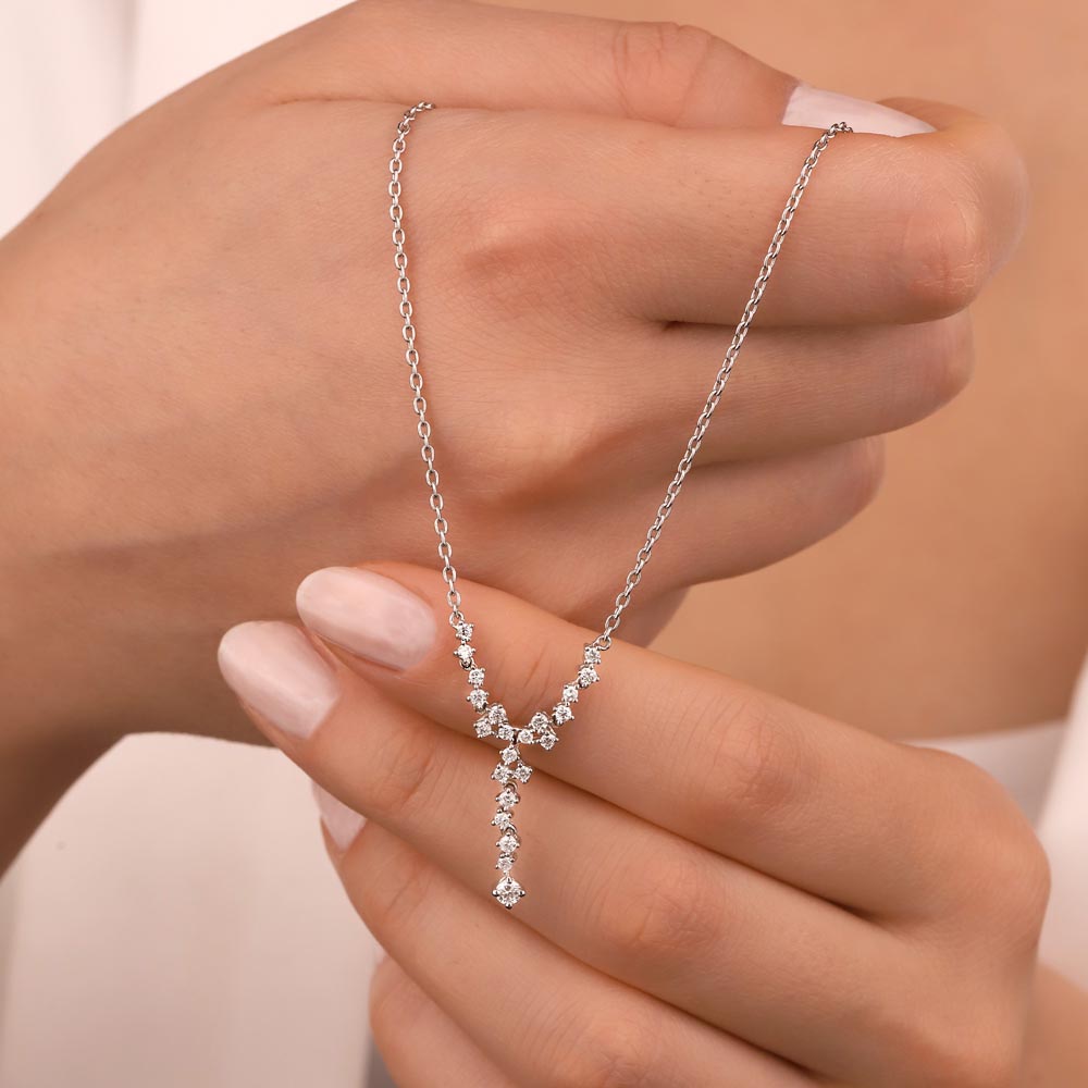 0.55 Karat Özel Tasarım Minimal Pırlanta Kolye - FP10686