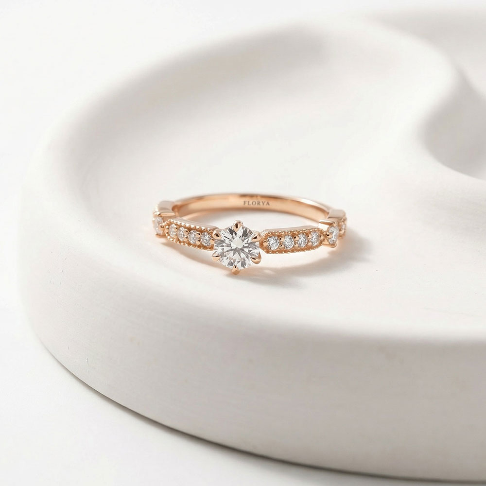 0.56 Karat Bliss Tasarım Vintage Tektaş Pırlanta Yüzük - FP08858