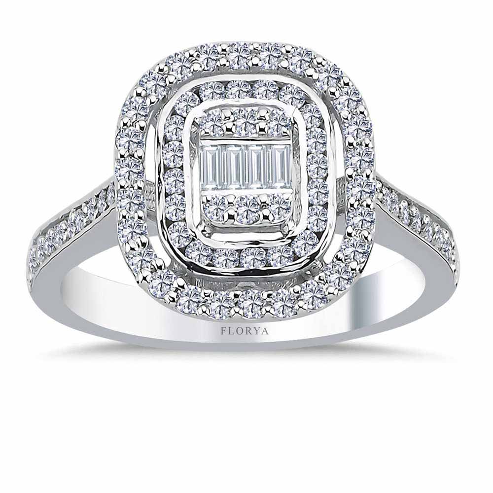 0.59 Karat Baget Tasarım Pırlanta Yüzük