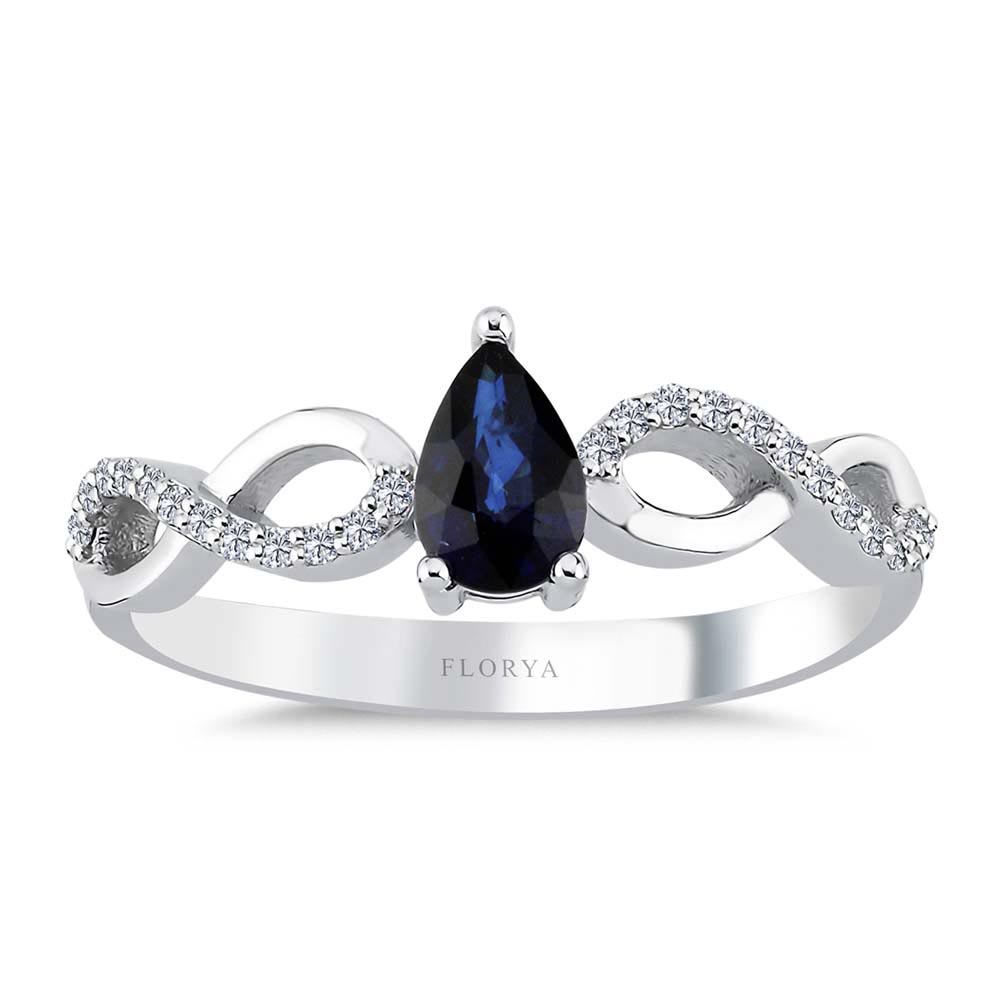 0.60 Karat Özel Tasarım Sonsuzluk Model Damla Royale Safir Pırlanta Yüzük - FP09682