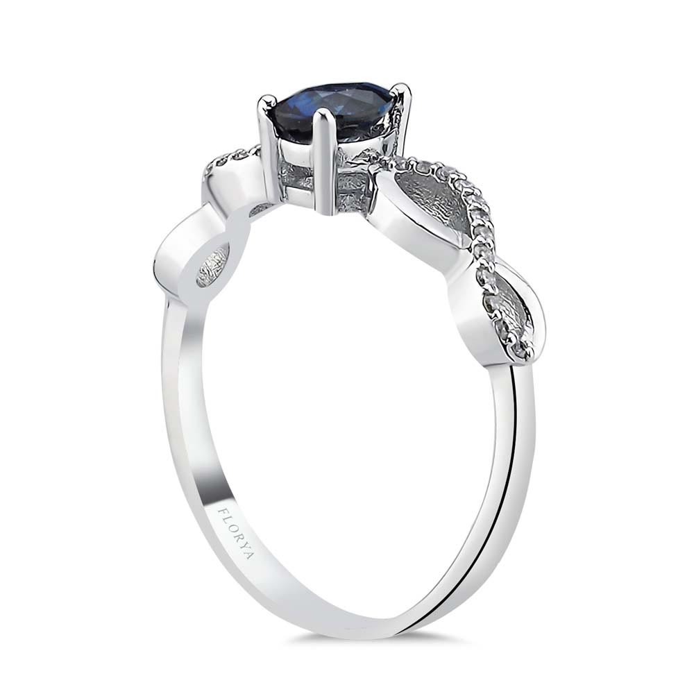 0.60 Karat Özel Tasarım Sonsuzluk Model Damla Royale Safir Pırlanta Yüzük - FP09682