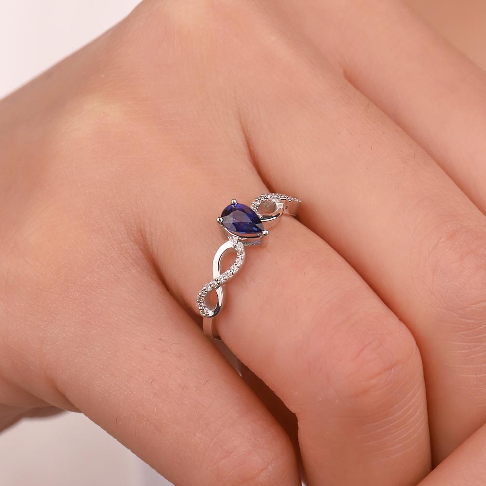 0.60 Karat Özel Tasarım Sonsuzluk Model Damla Royale Safir Pırlanta Yüzük - FP09682