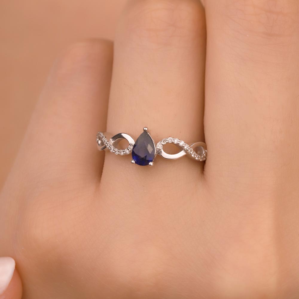 0.60 Karat Özel Tasarım Sonsuzluk Model Damla Royale Safir Pırlanta Yüzük - FP09682