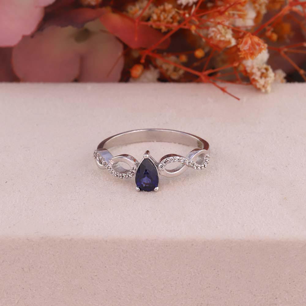 0.60 Karat Özel Tasarım Sonsuzluk Model Damla Royale Safir Pırlanta Yüzük - FP09682