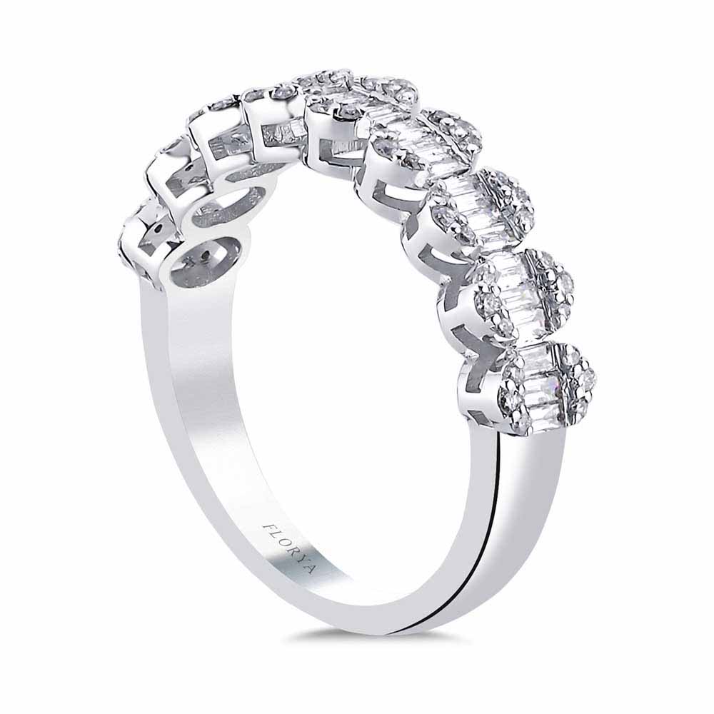0,61 Karat Laboratuvar Pırlanta Baget Yarımtur Dainty Tasarım Yüzük - FP06435