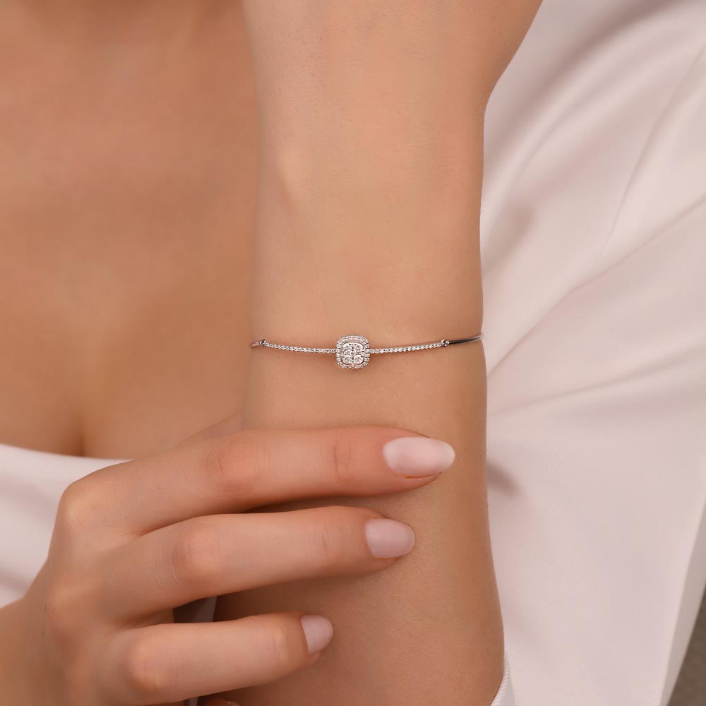 Özel Tasarım Bileklikler 0,62 Karat Laboratuvar Pırlanta Daisy Coronet Kelepçe Bileklik - FP09586