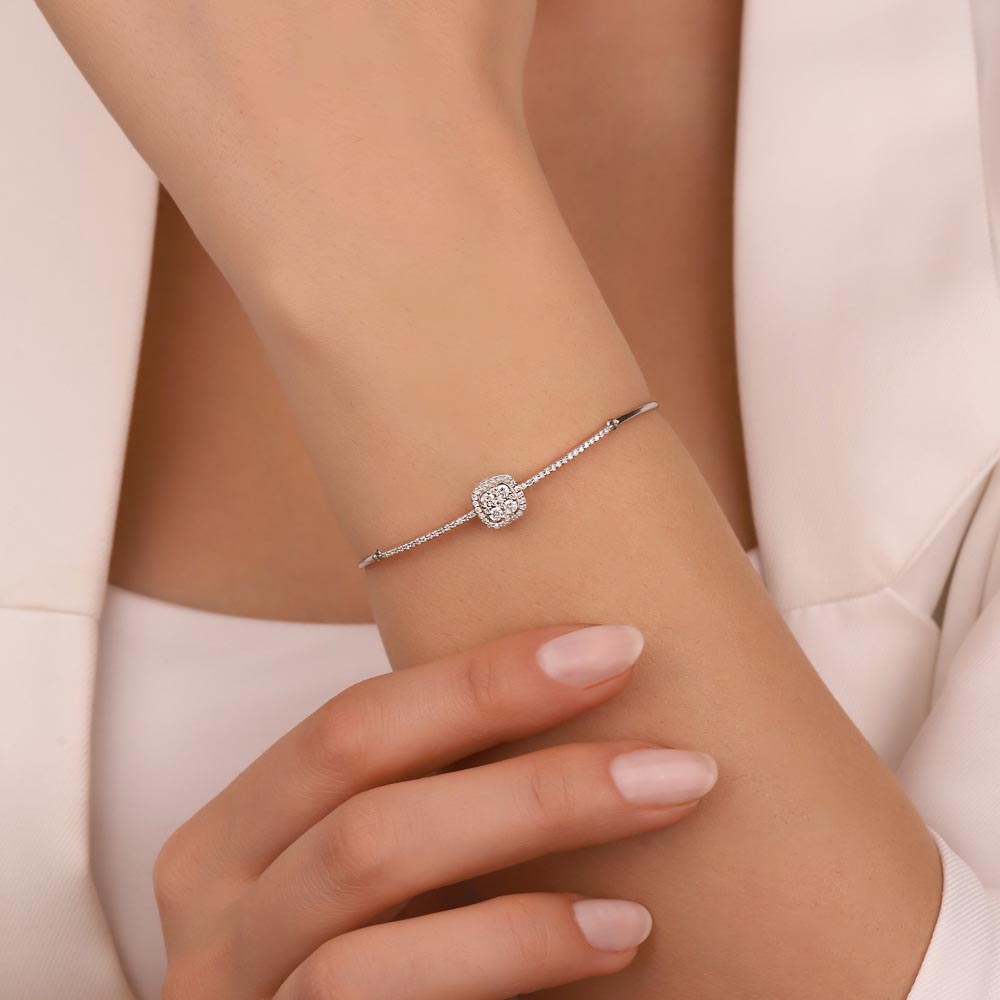 Özel Tasarım Bileklikler 0,62 Karat Laboratuvar Pırlanta Daisy Coronet Kelepçe Bileklik - FP09586