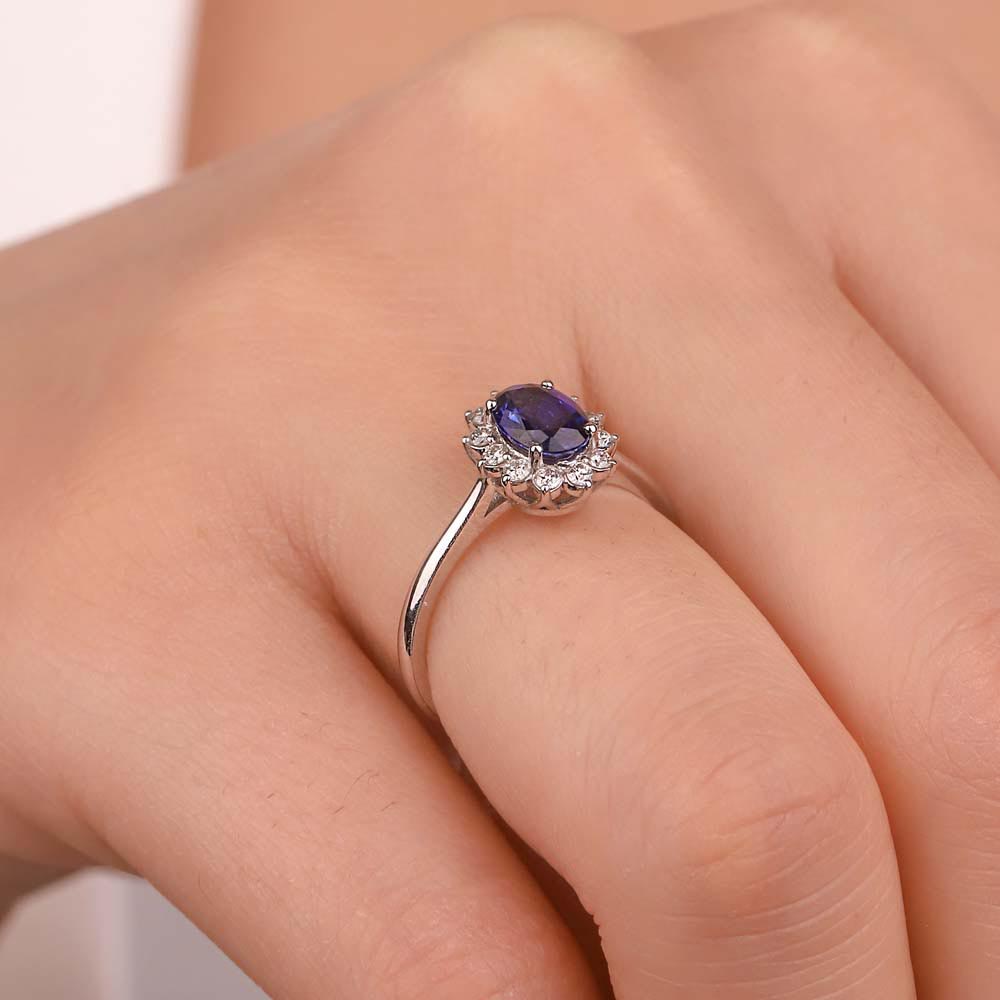 0,66 Karat Laboratuvar Pırlanta Oval Royale Safir Yüzük - FP12128