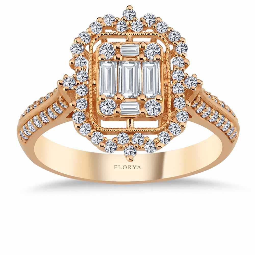 0.66 Karat Pırlanta Vintage Baget Yüzük - FP05694