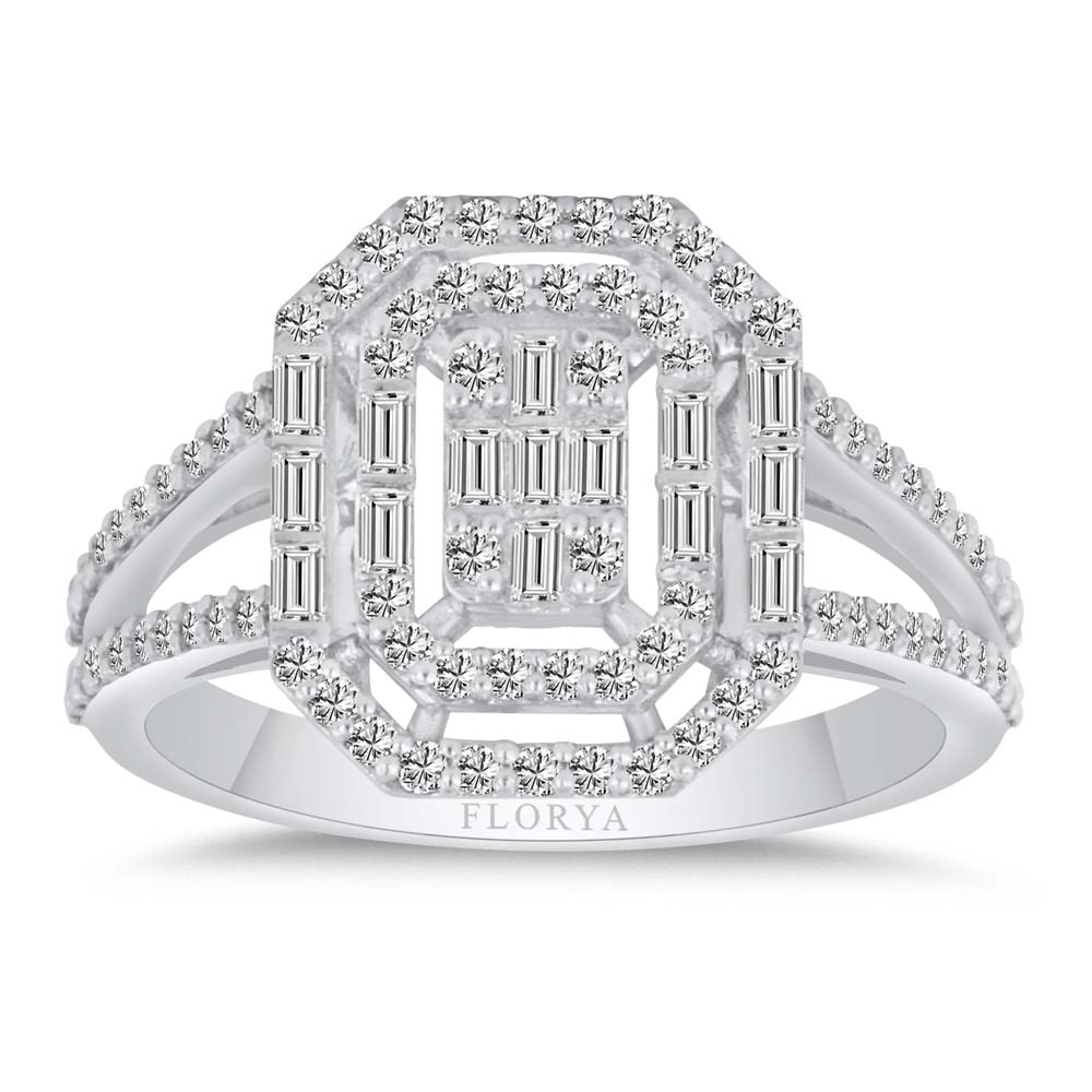 Baget Yüzükler 0.67 Karat Çift Kollu Baget Pırlanta Yüzük