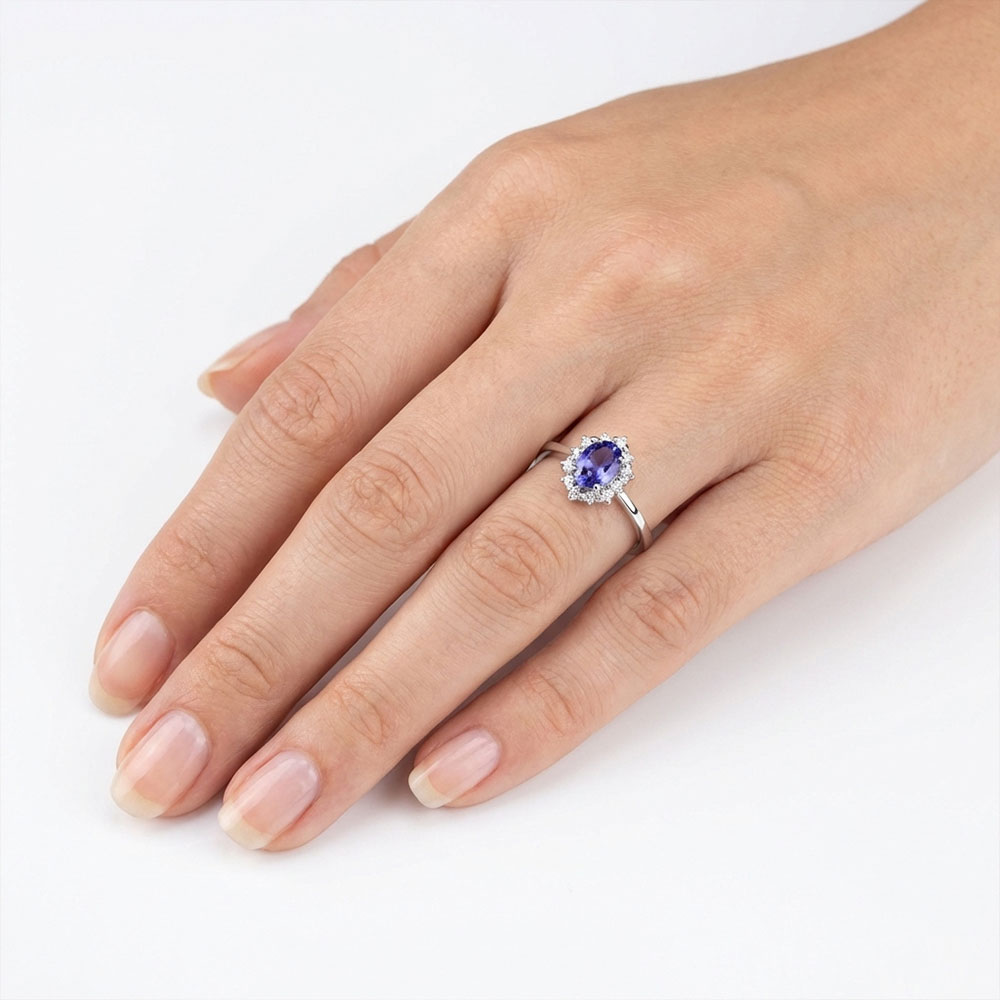 Vintage Yüzükler 0,67 Karat Laboratuvar Pırlanta ve Tanzanite Yüzük - FP11421