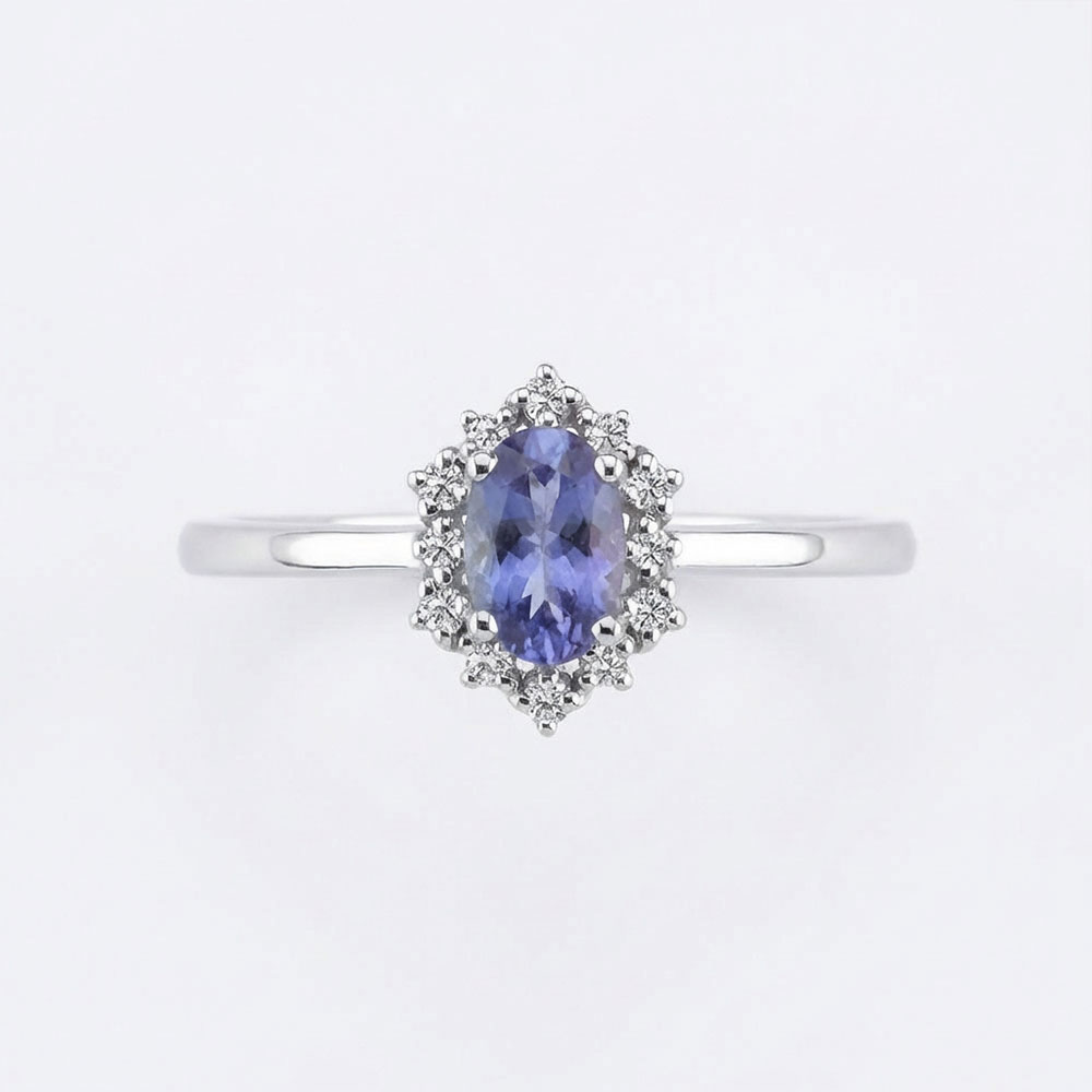 Vintage Yüzükler 0,67 Karat Laboratuvar Pırlanta ve Tanzanite Yüzük - FP11421