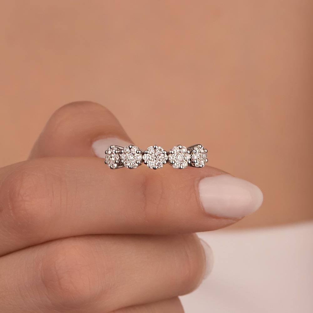 0.68 Karat Laboratuvar Pırlanta Coronet Beştaş Yüzük - FP08546